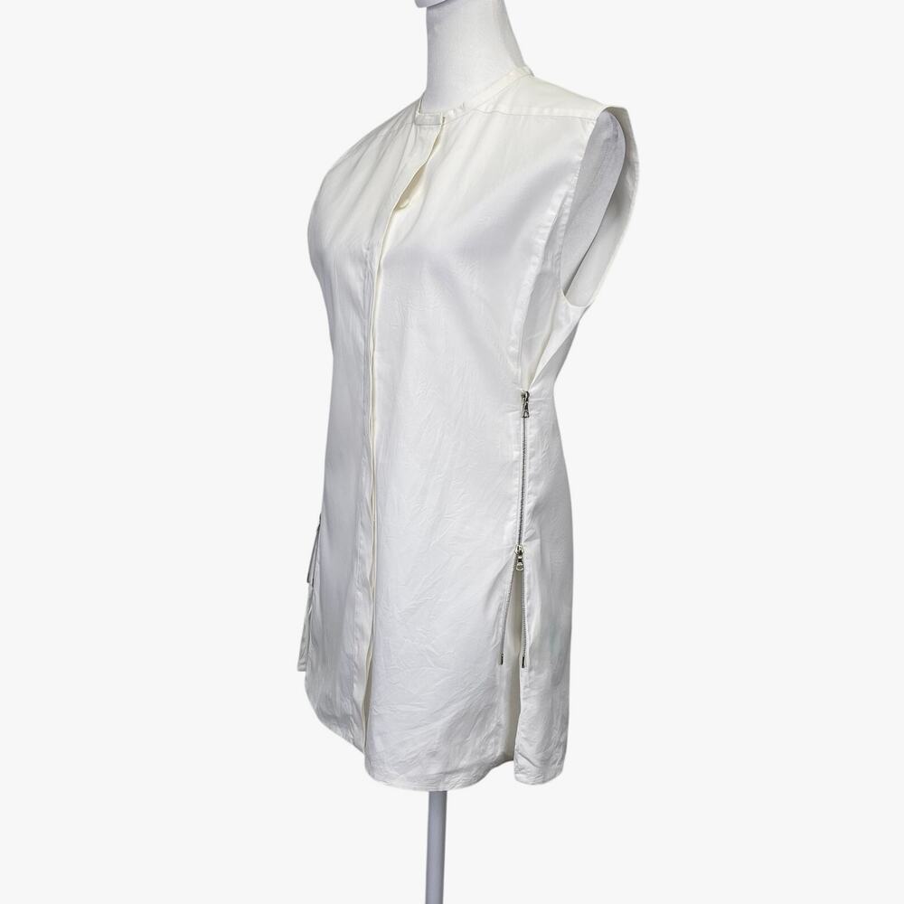 Phillip Lim Ivory Button Front Shirt Sleeveless Size 0 Side Zippers Minimalist